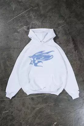 ABSTRAKT DUSTY BLUE - WHITE HOODIE