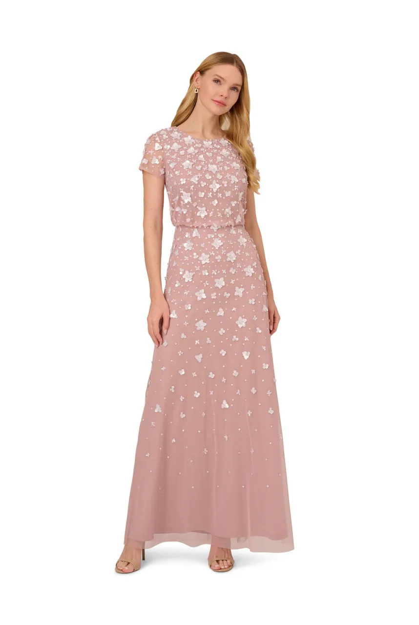 ADRIANNA PAPELL 3d beaded long dress 
                         
                     
                