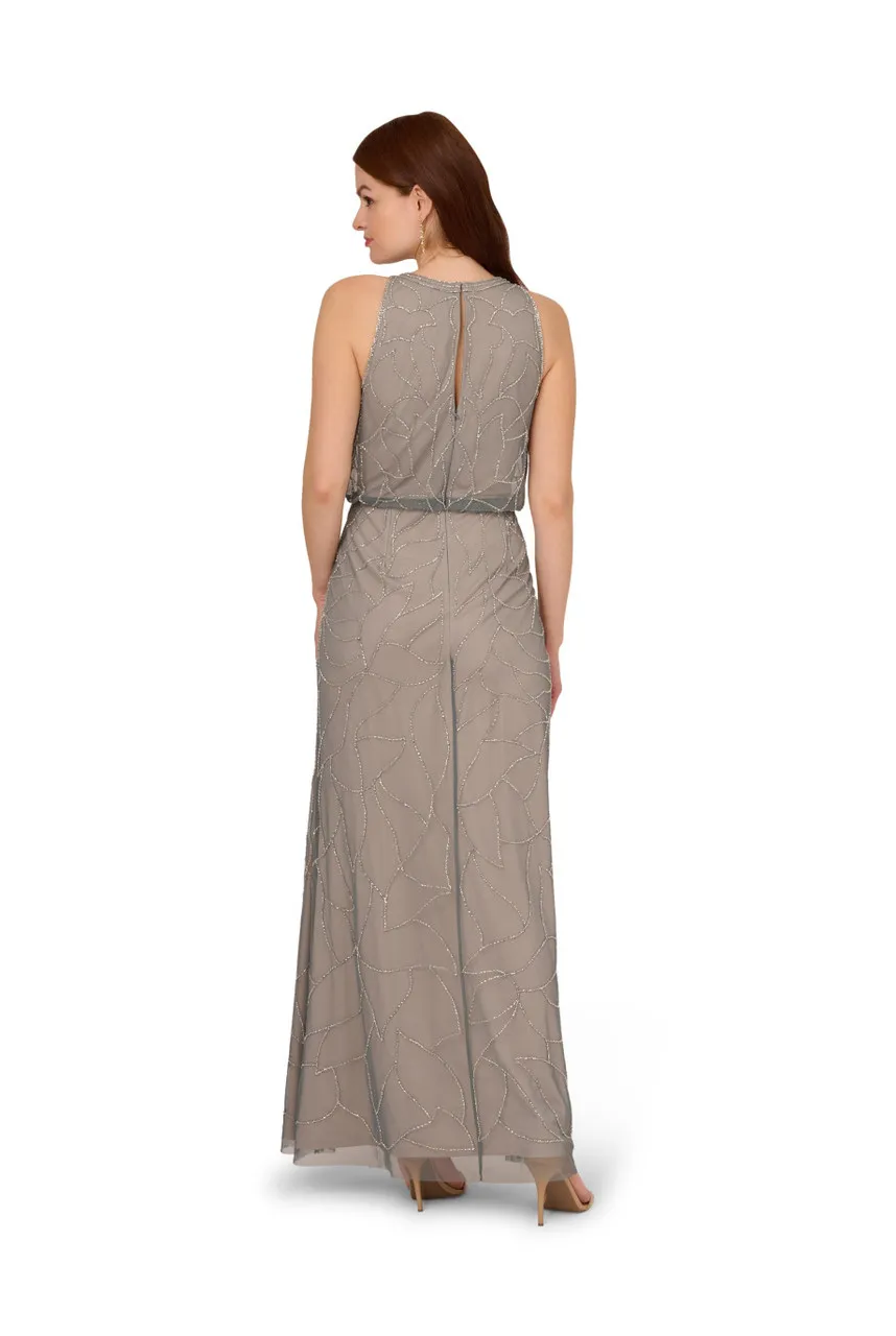 ADRIANNA PAPELL Bead halter blouson dress 
                         
                     
                