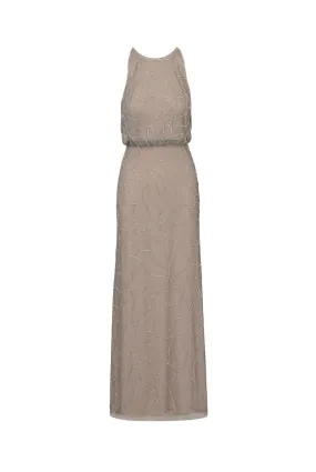 ADRIANNA PAPELL Bead halter blouson dress 
                         
                     
                