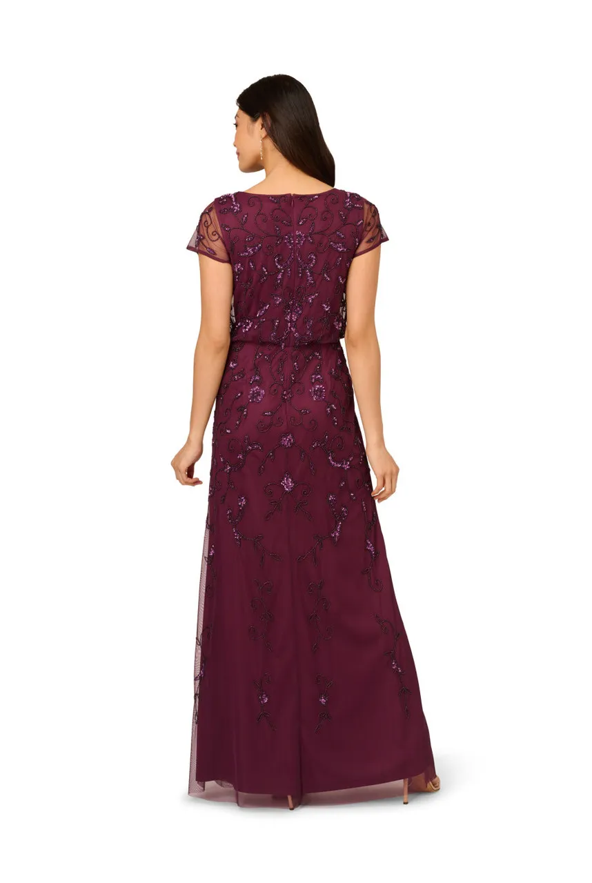 ADRIANNA PAPELL Beaded blouson long dress 
                         
                     
                