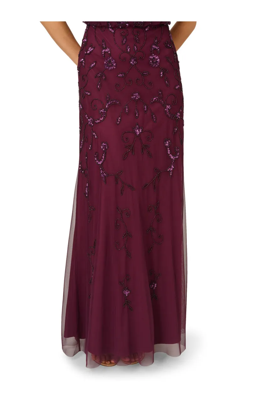 ADRIANNA PAPELL Beaded blouson long dress 
                         
                     
                