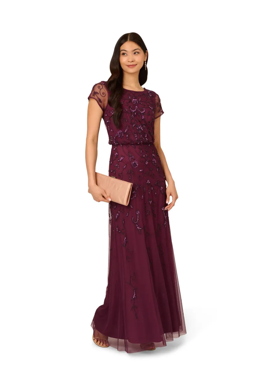 ADRIANNA PAPELL Beaded blouson long dress 
                         
                     
                