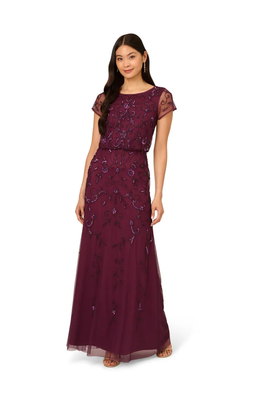 ADRIANNA PAPELL Beaded blouson long dress 
                         
                     
                