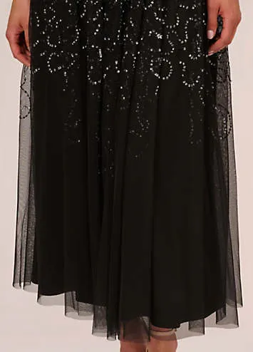 Adrianna Papell Beaded Mesh Skirt | Kaleidoscope