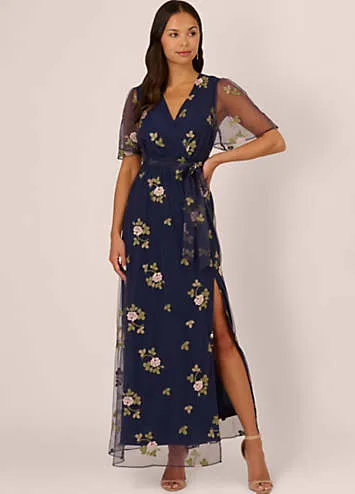 Adrianna Papell Embroidered Flutter Dress | Grattan