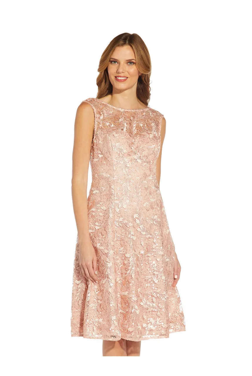 ADRIANNA PAPELL Embroidered midi cocktail dres 
                         
                     
                