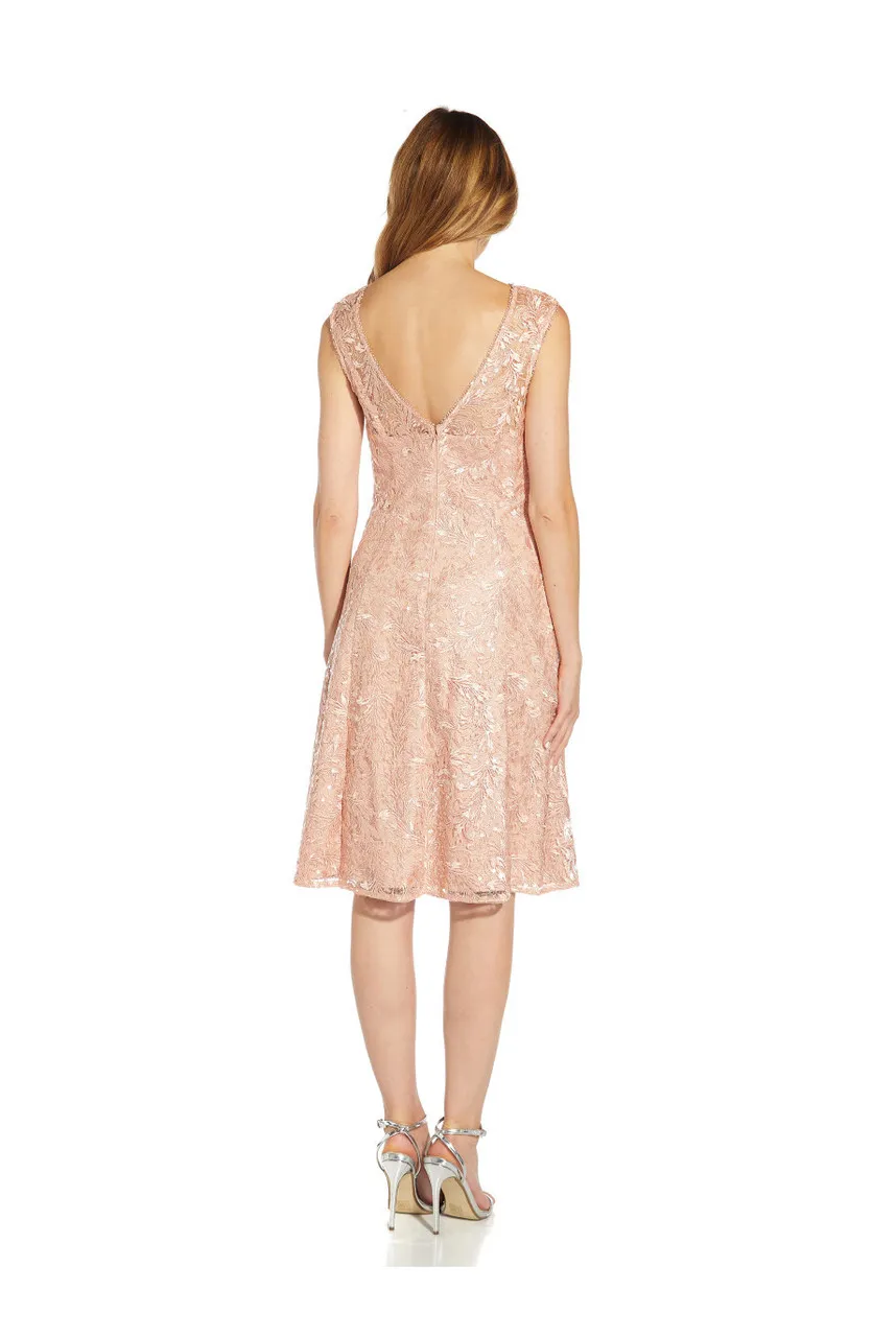 ADRIANNA PAPELL Embroidered midi cocktail dres 
                         
                     
                