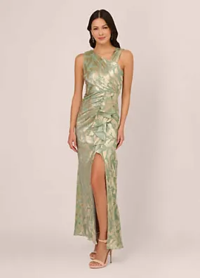 Adrianna Papell Foil Asymmetric Gown | Grattan