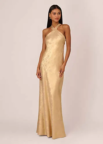 Adrianna Papell Foiled Woven Halter Gown | Grattan