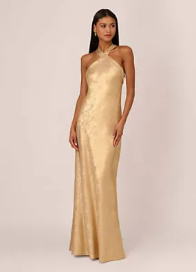 Adrianna Papell Foiled Woven Halter Gown | Grattan