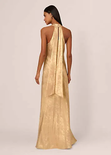 Adrianna Papell Foiled Woven Halter Gown | Grattan