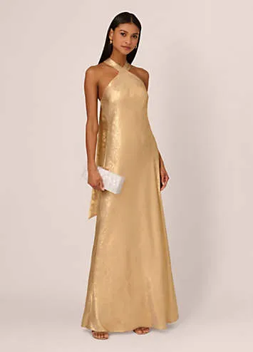 Adrianna Papell Foiled Woven Halter Gown | Grattan