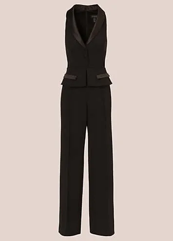 Adrianna Papell Knit Crepe Tuxedo Jumpsuit | Grattan