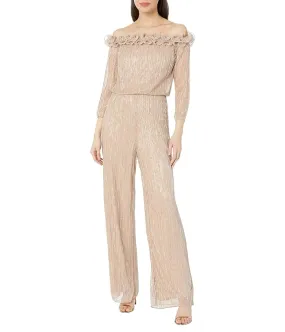 Adrianna Papell Metallic Rosette Jumpsuit