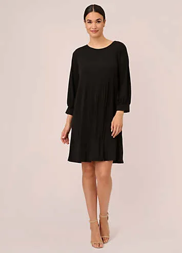 Adrianna Papell Pleated Knit Crew Neck Dress | Grattan