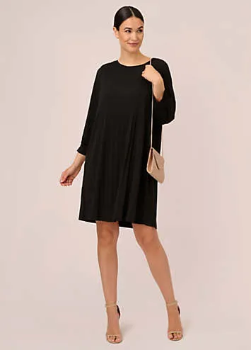 Adrianna Papell Pleated Knit Crew Neck Dress | Grattan