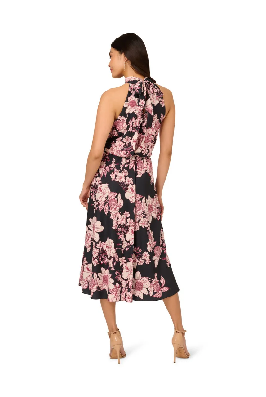 ADRIANNA PAPELL Print chiffon halter dress 
                         
                     
                