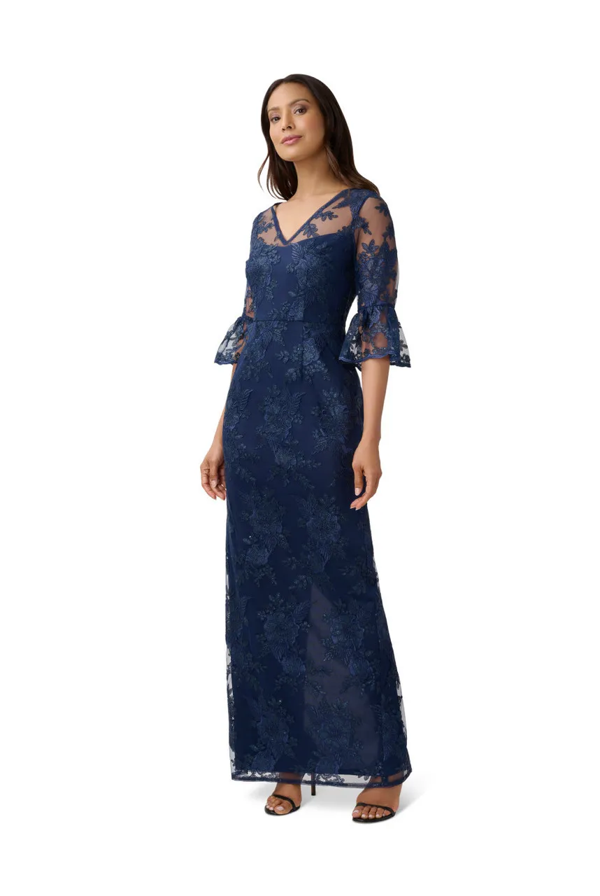 ADRIANNA PAPELL Sequin embroidery gown 
                         
                     
                