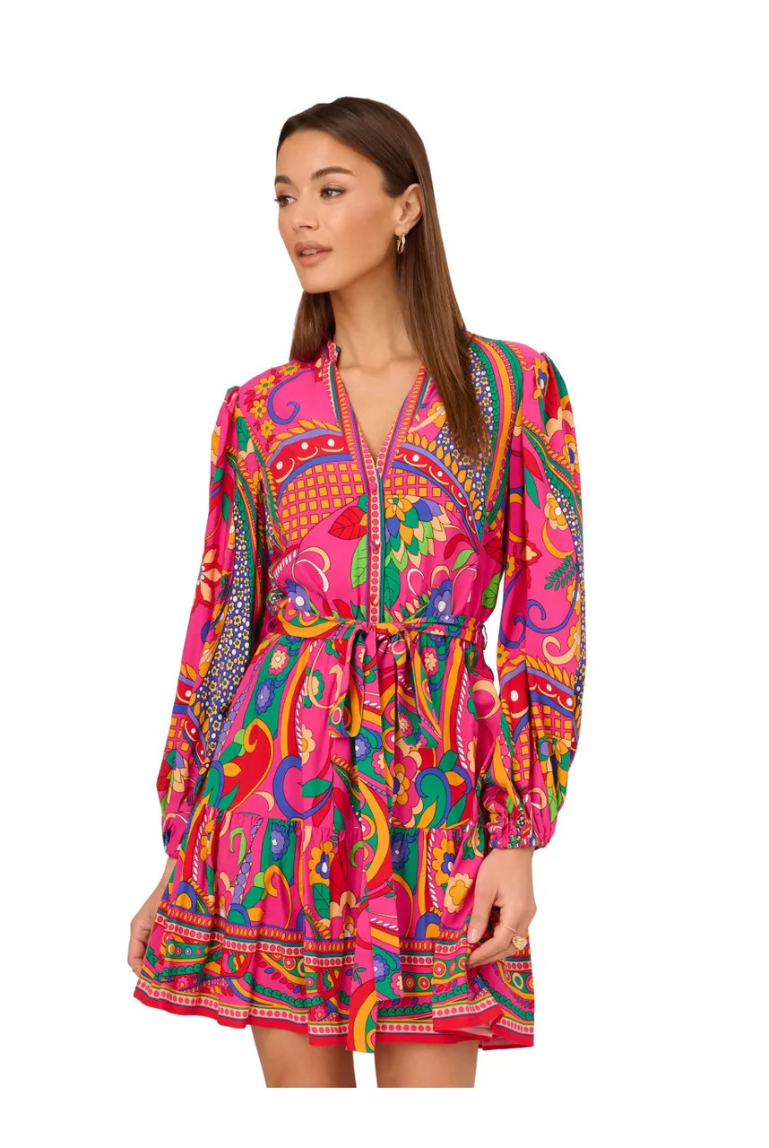 ADRIANNA X ADRIANNA PAPELL Printed short dress 
                         
                     
                