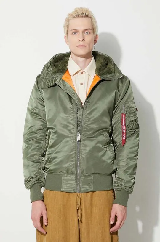 Alpha Industries jacket MA-1 Hooded men's green color 158104.01