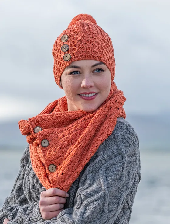 Aran‎ Snood Scarf with Buttons