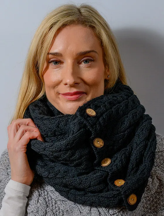 Aran‎ Snood Scarf with Buttons