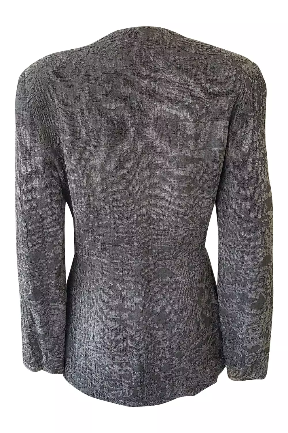 ARMANI Grey Single Breasted Floral Flocked Blazer Jacket (UK 8)