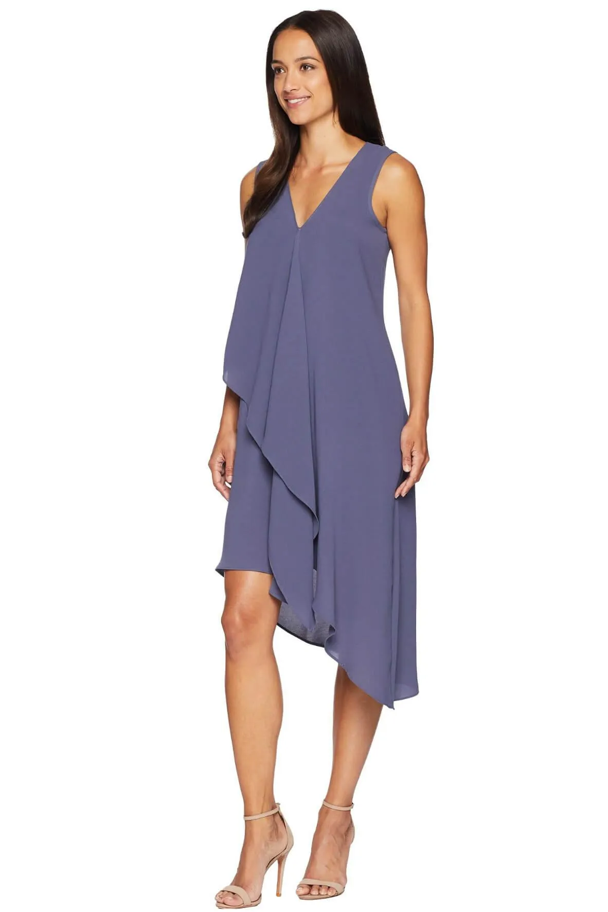 Asymmetrical Front Drape Dress