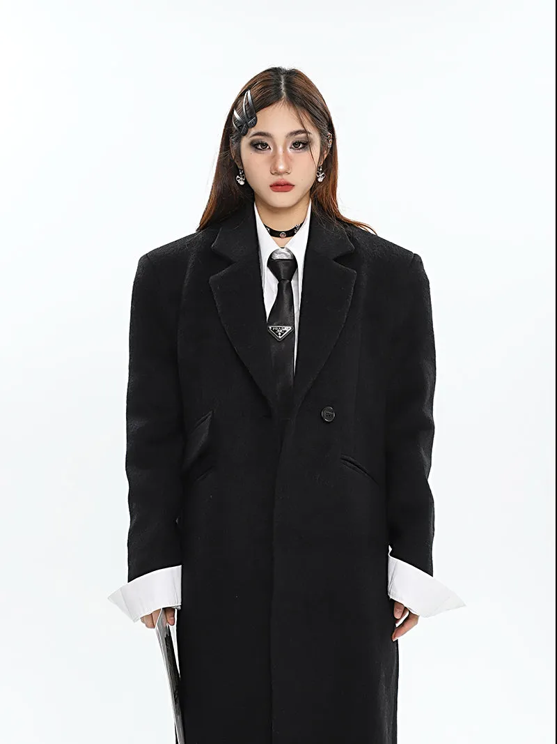 Aylin Solid Color Long Sleeve Button Up Long Coat