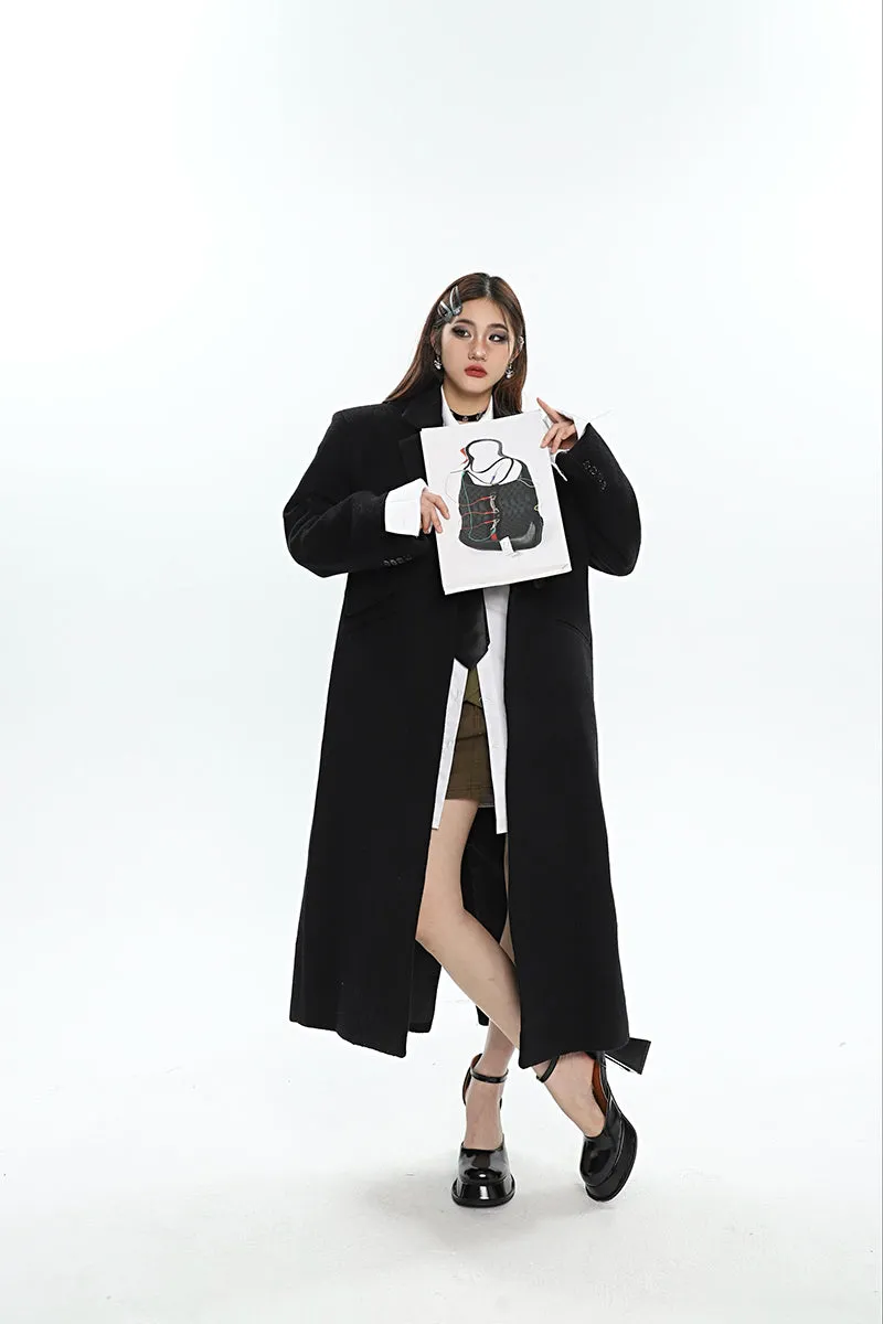 Aylin Solid Color Long Sleeve Button Up Long Coat