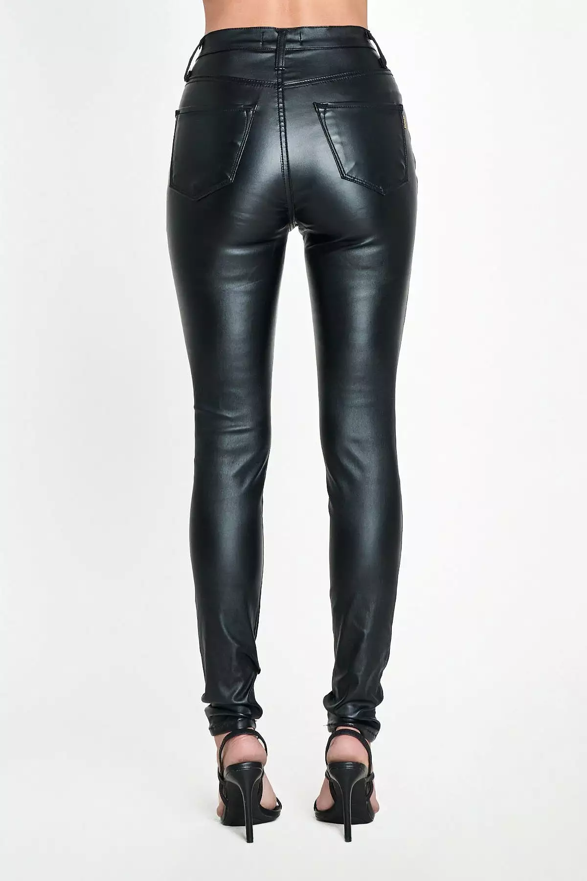 Banging Black Faux Leather Skinny Jean Pants