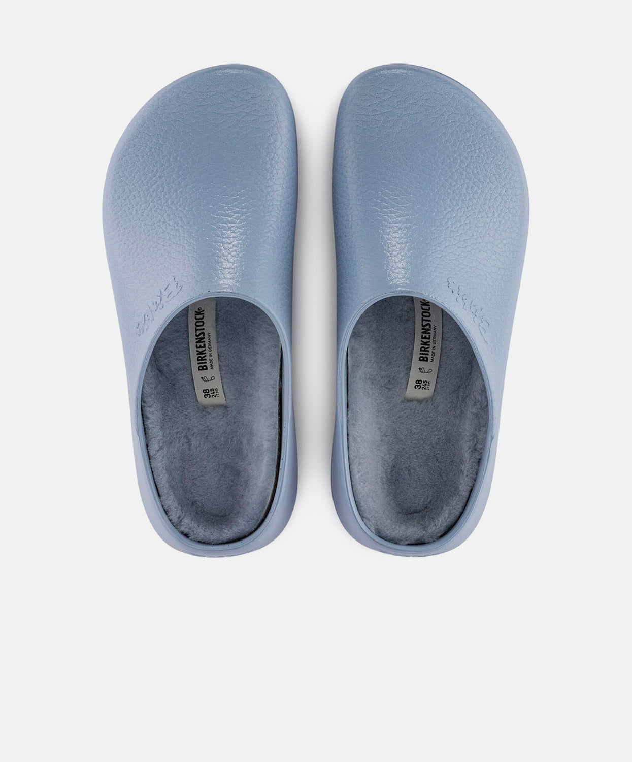 Birkenstock Super Birki PU/Shearling Dusty Blue Clogs