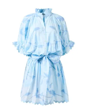 Blouson Blue Floral Print Dress