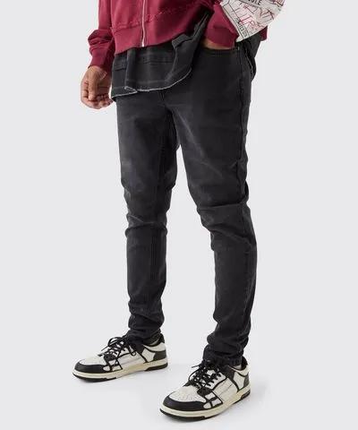 boohooMAN Mens Skinny Stretch Jean in Charcoal