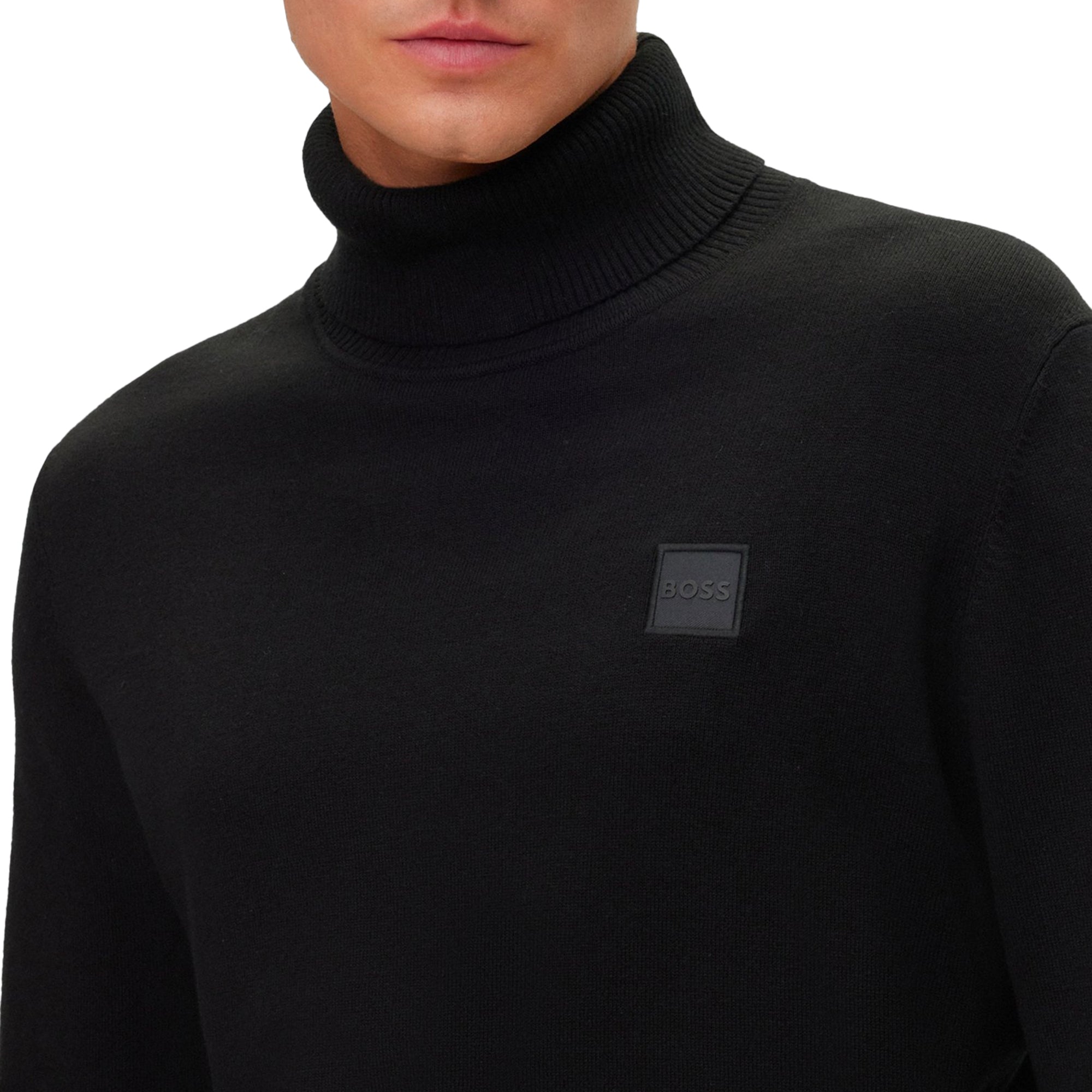 Boss Akiro Cotton Roll Neck Knit - Black