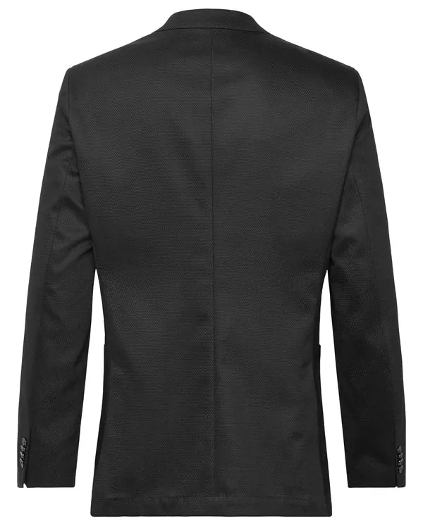 BOSS BLACK Boss 'H-Janson' Single Breasted Jacket in Micro Patterned Fabric - Black