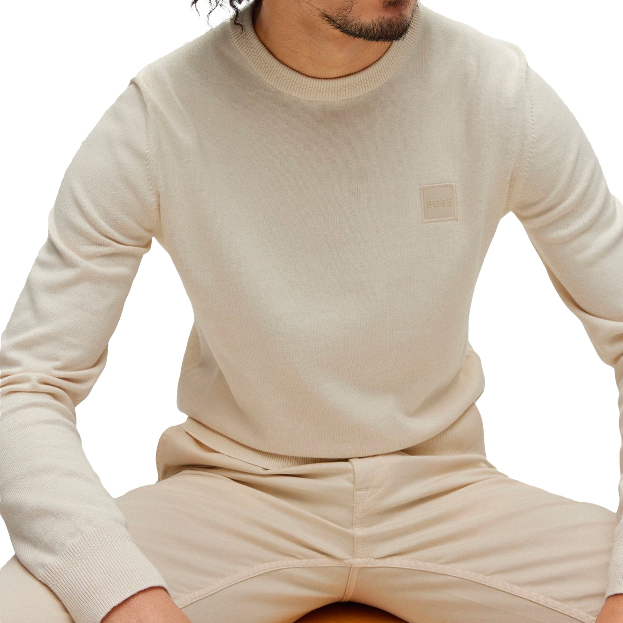 Boss Kanovano Crew Neck Knit - Light Beige