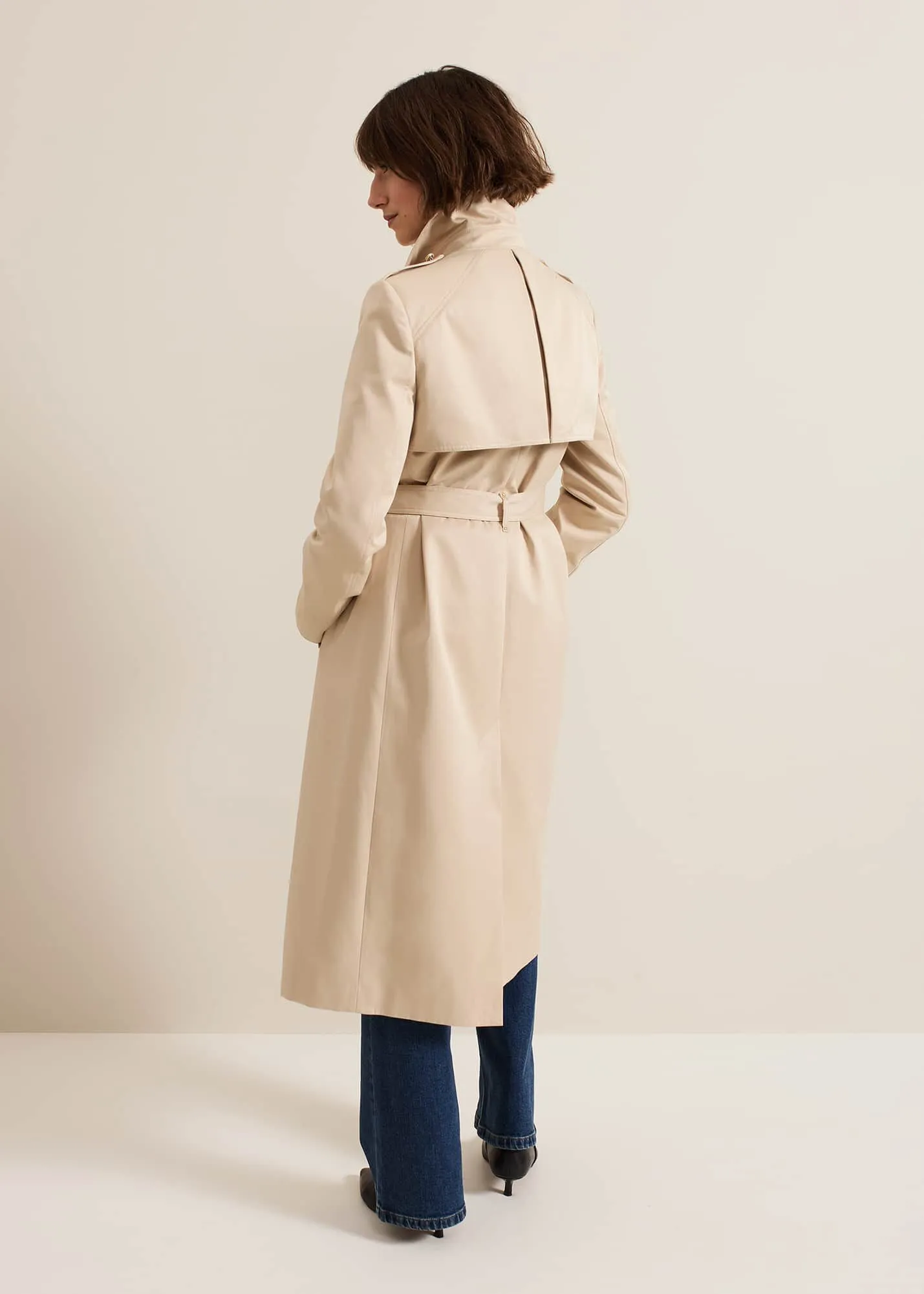 Cheryl Camel Long Fitted Trench Coat