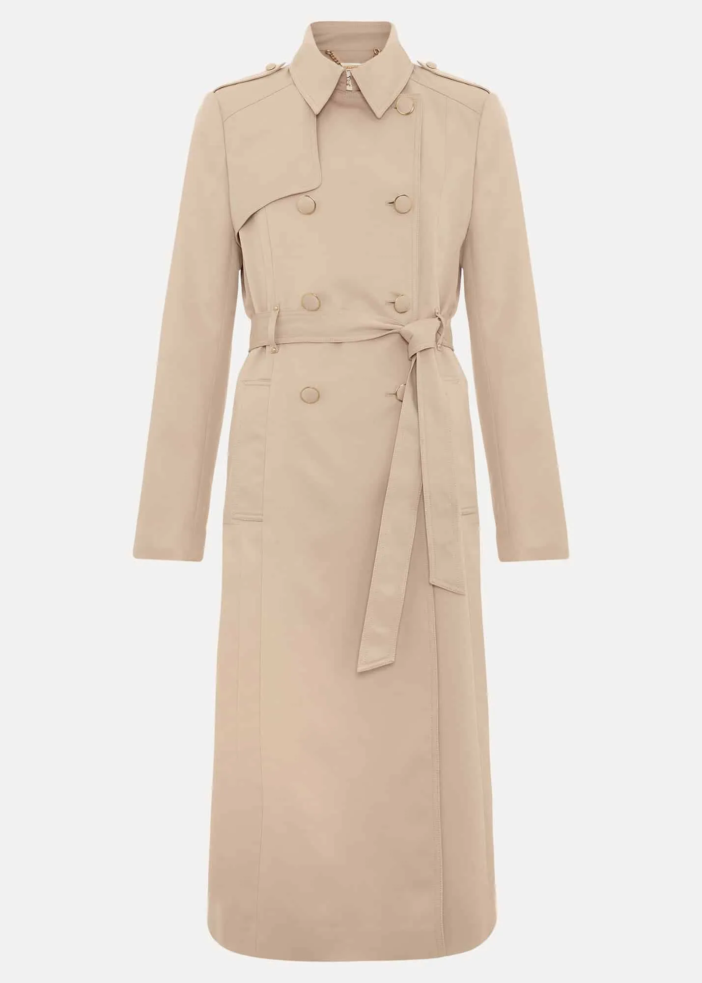 Cheryl Camel Long Fitted Trench Coat