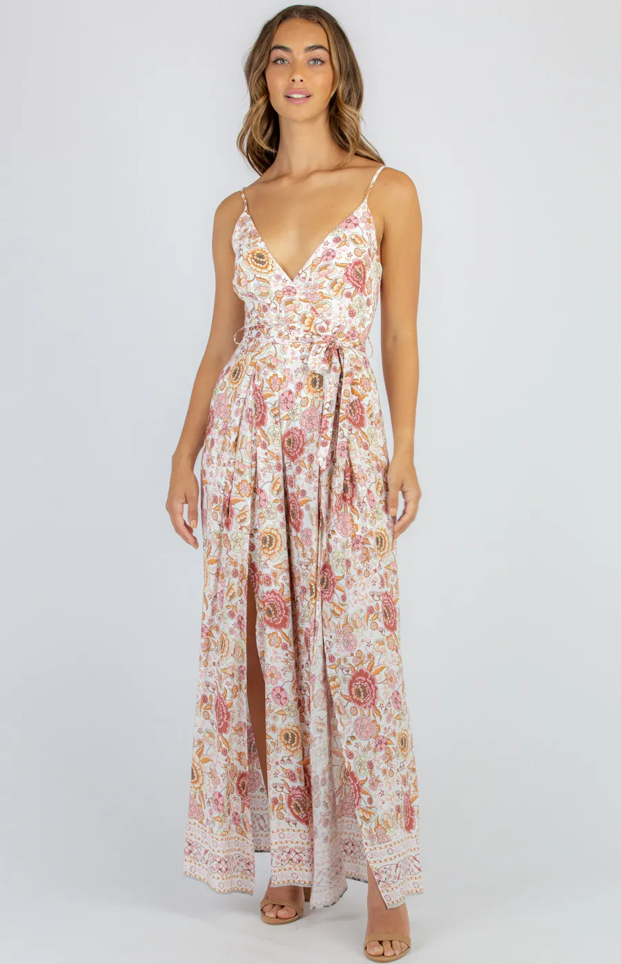 Cotton Boho Print Split Leg Jumpsuit (SJP365-3B)