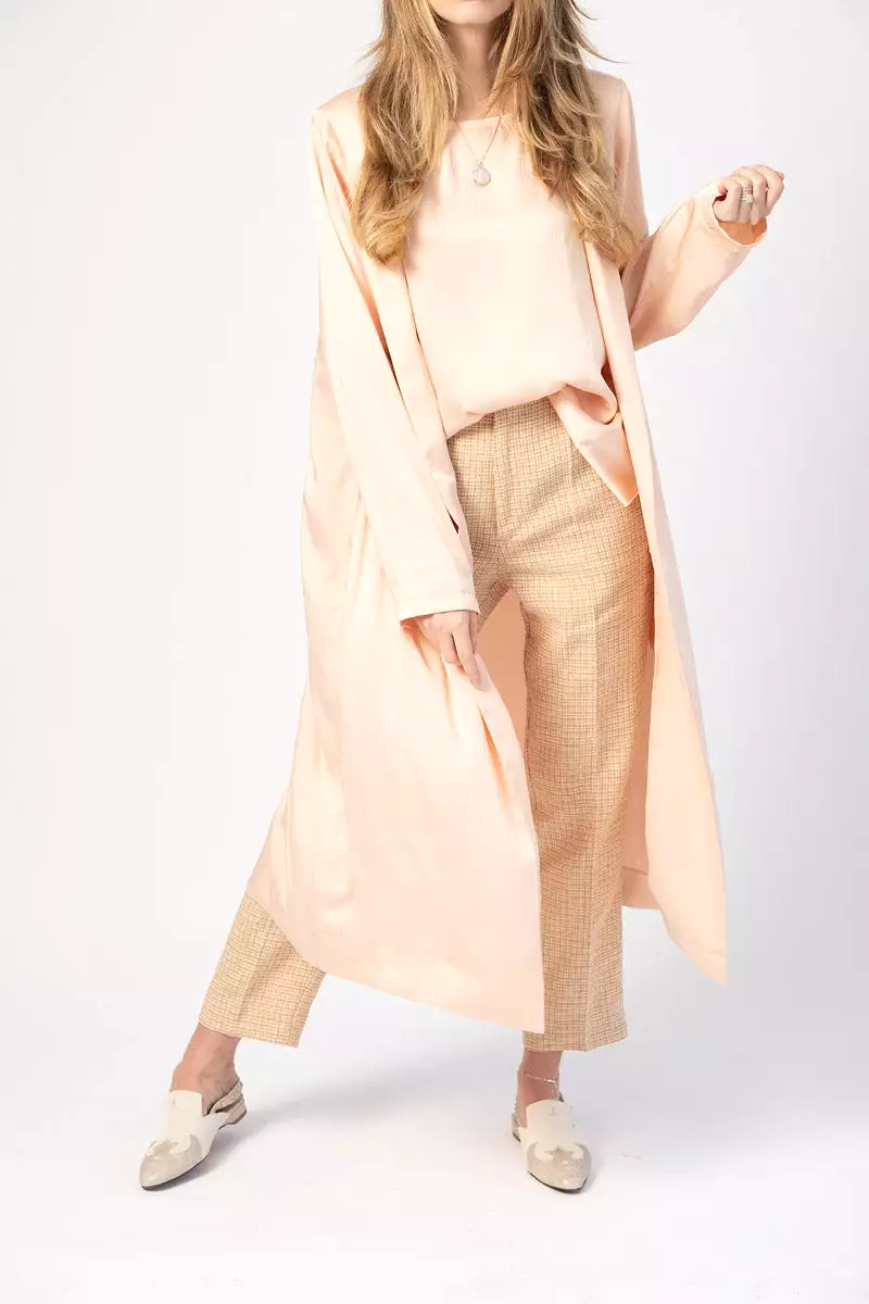 Crash Satin Duster Coat in Melone