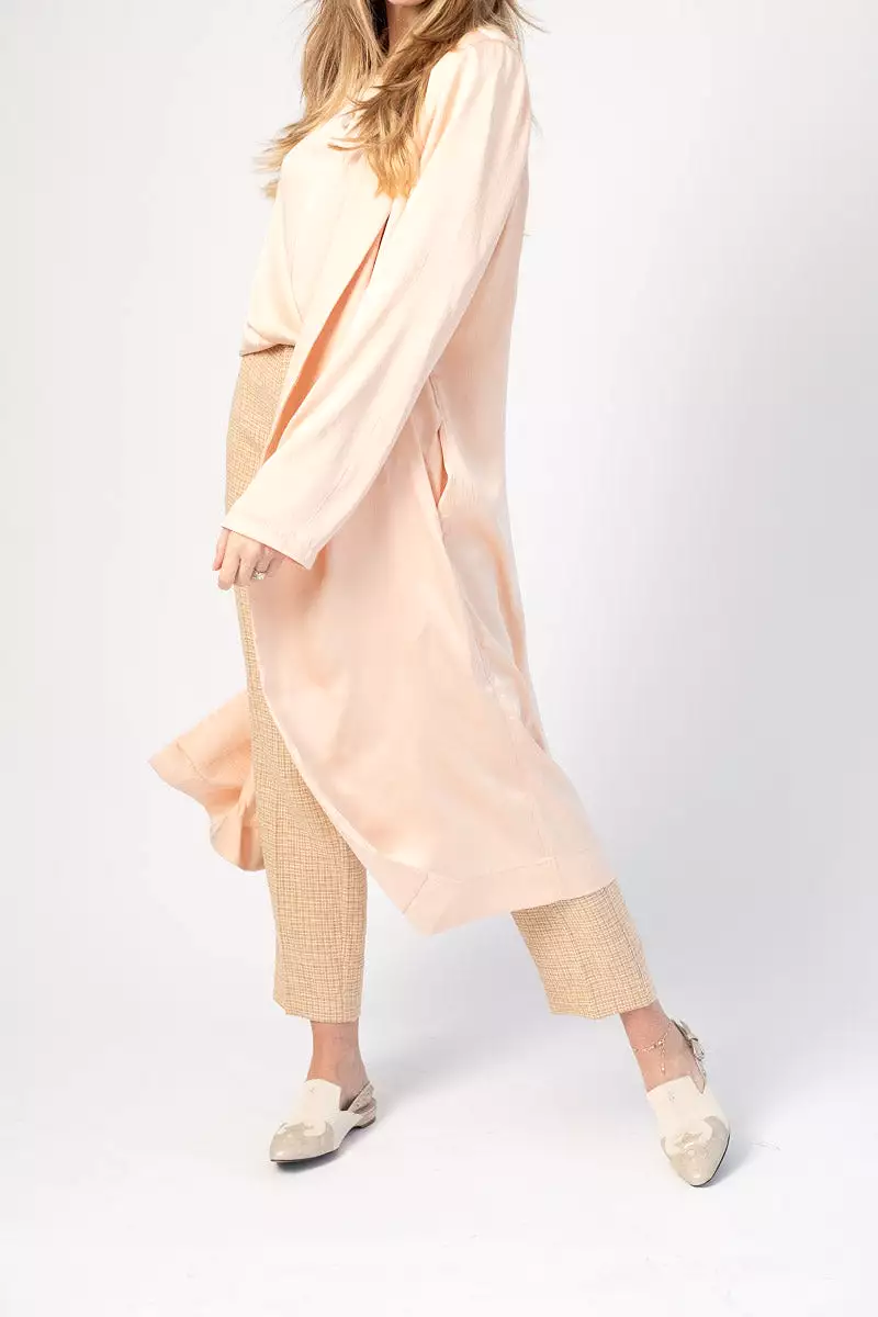 Crash Satin Duster Coat in Melone