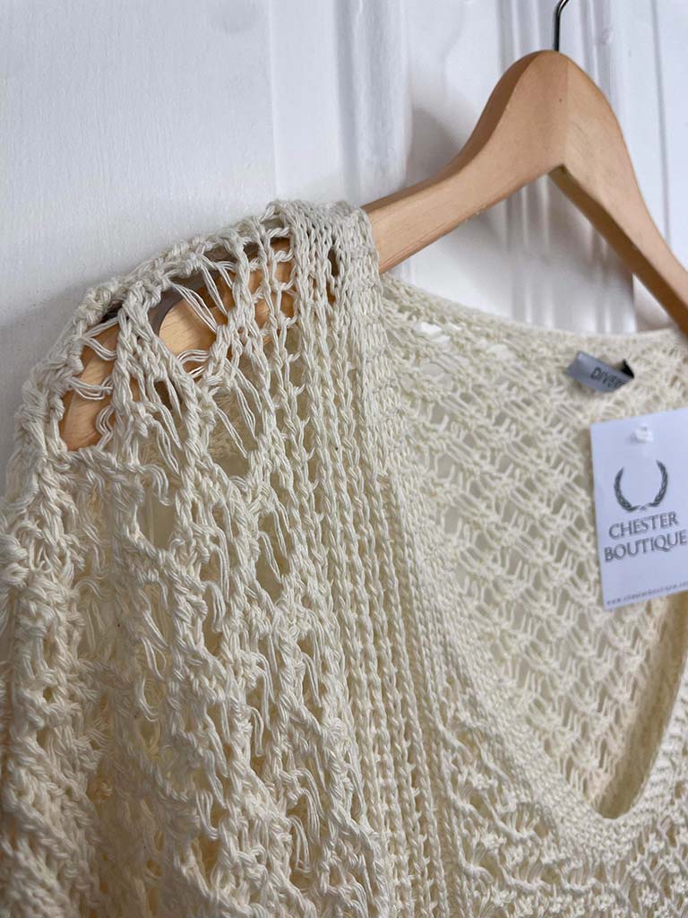 Crochet V-Neck Knit - Ecru