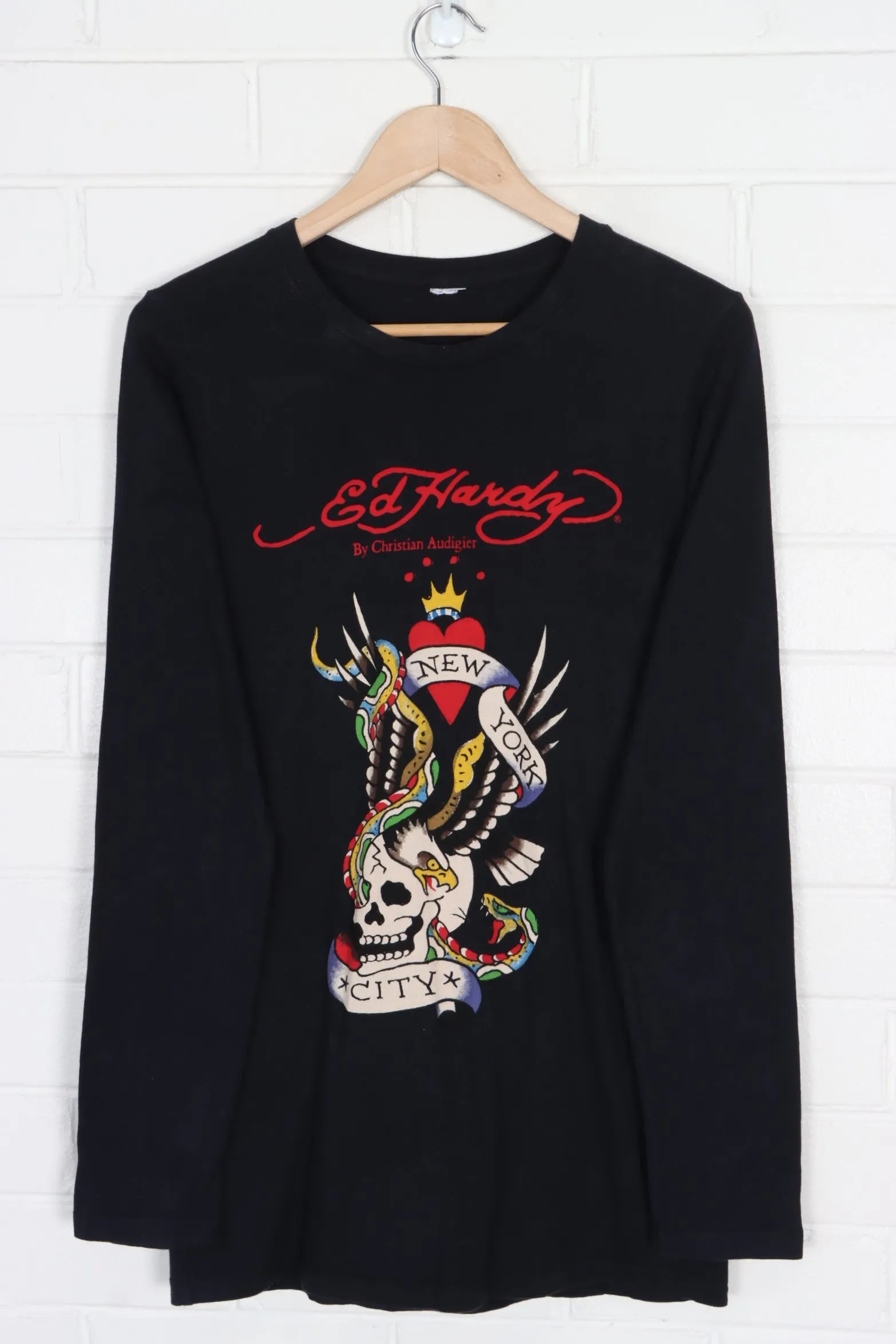 ED HARDY Christian Audigier New York City Long Sleeve Y2K T-Shirt (S)