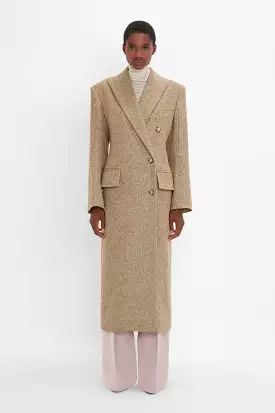 Exclusive Waisted Tailored Coat In Flax