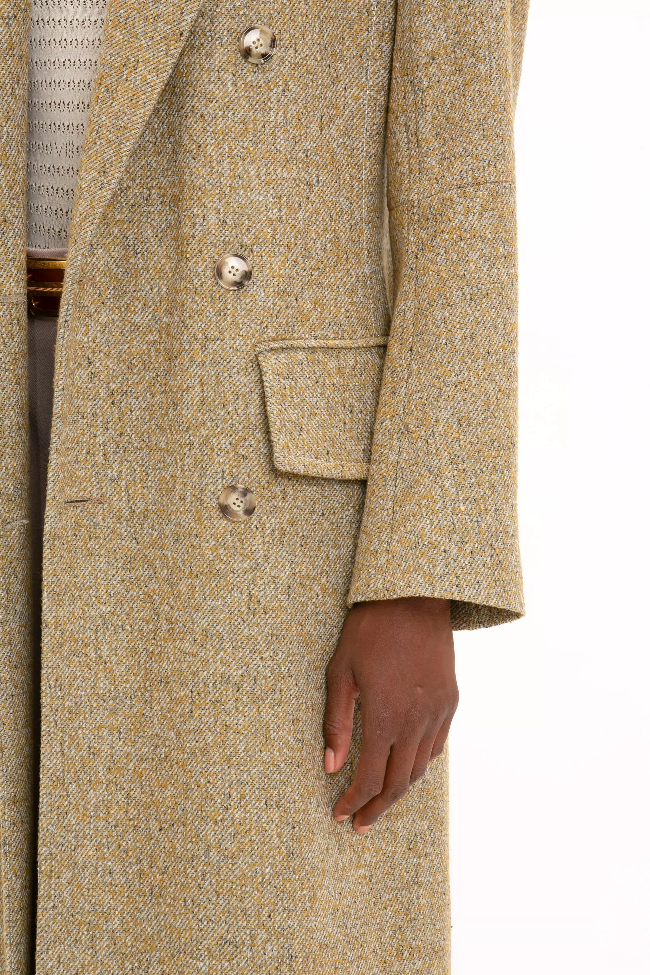 Exclusive Waisted Tailored Coat In Flax