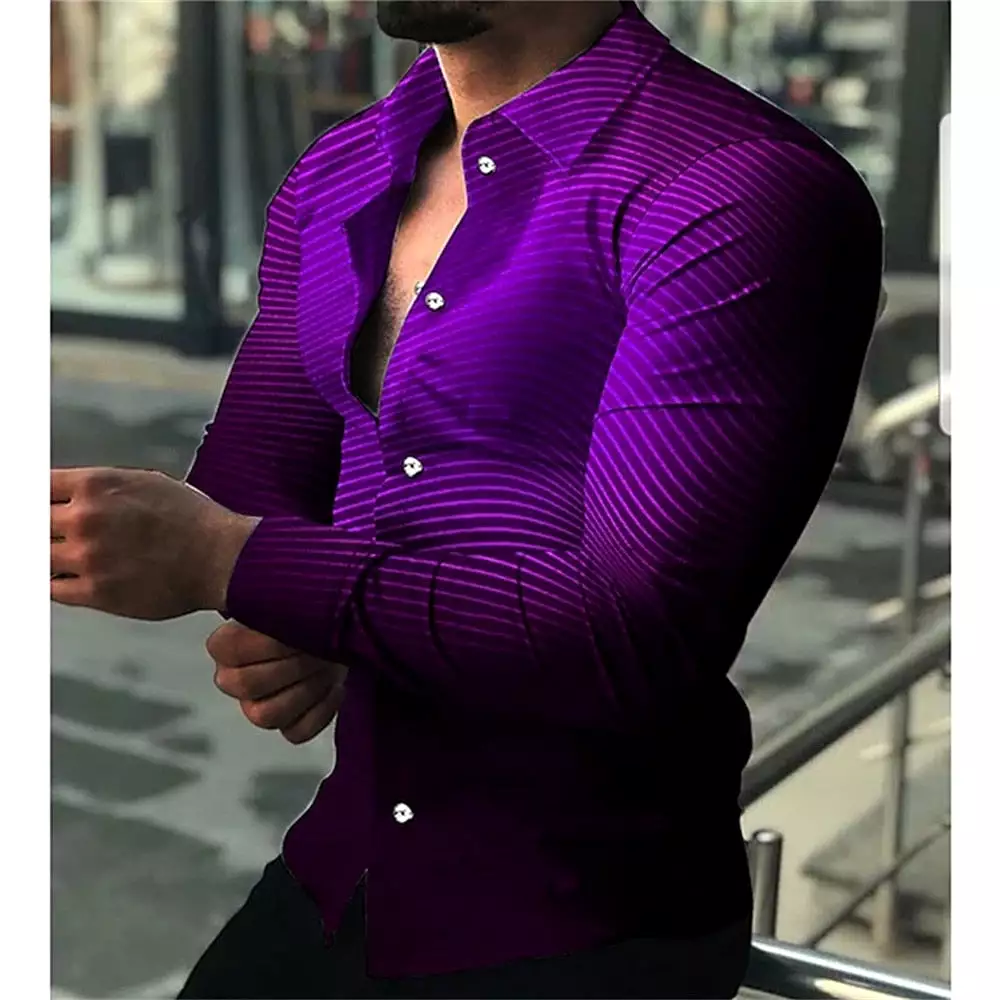 Fashion Luxury Men Single Breasted Long Sleeve Shirt