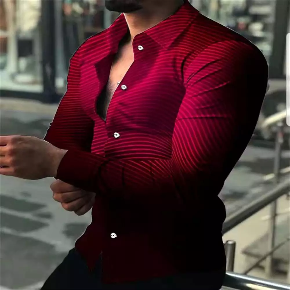 Fashion Luxury Men Single Breasted Long Sleeve Shirt