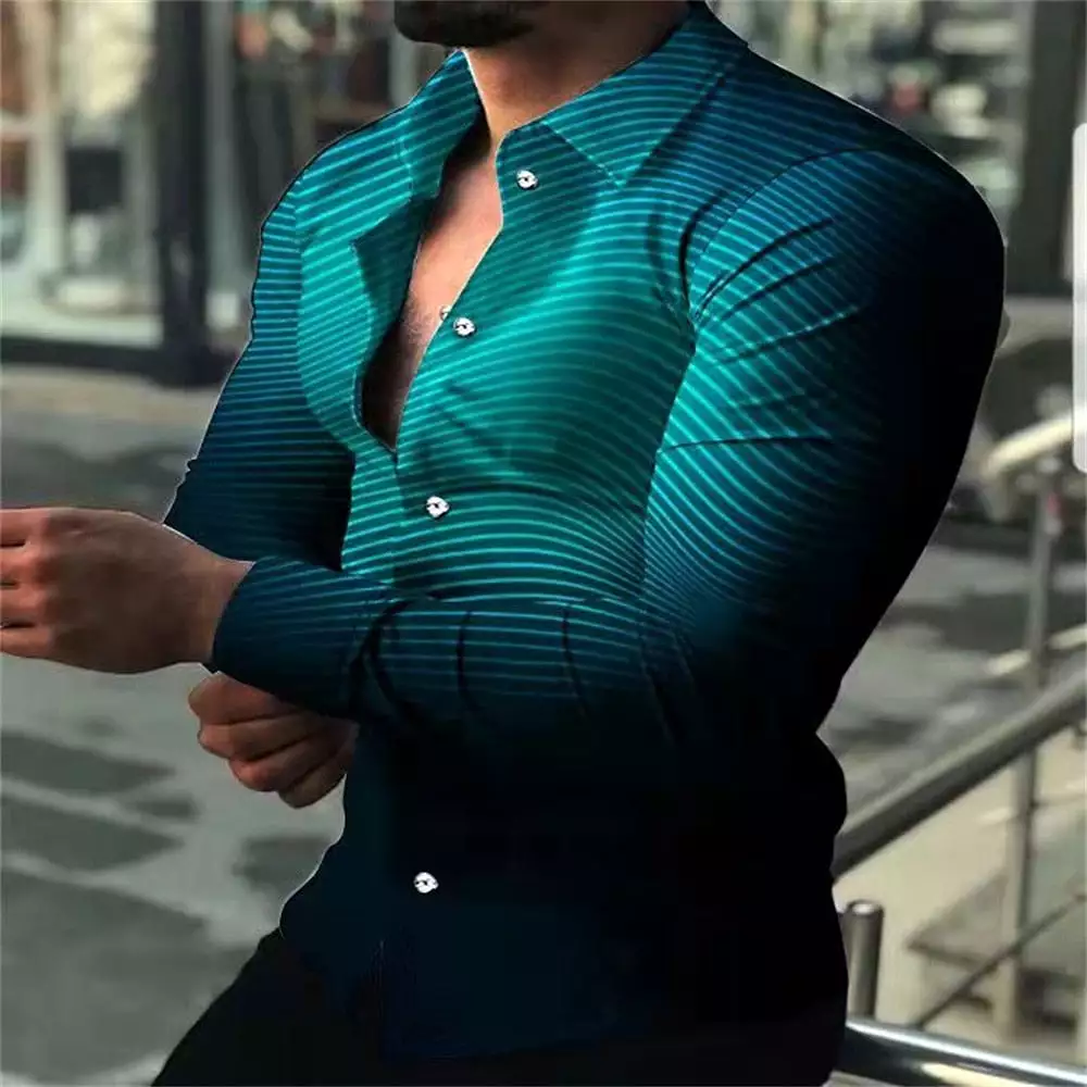 Fashion Luxury Men Single Breasted Long Sleeve Shirt